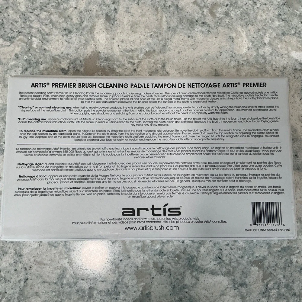 Artis Makeup Brush Cleaning Pad Premier Silver Chrome Antimicrobial Microfiber